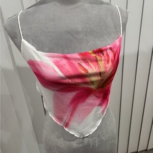 SHEIN White and Pink Floral Camisole, Sz S